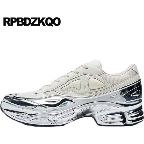 Thick sole sneakers handmade lace up custom trainers wedge round toe genuine leather elevator women creepers platform shoes