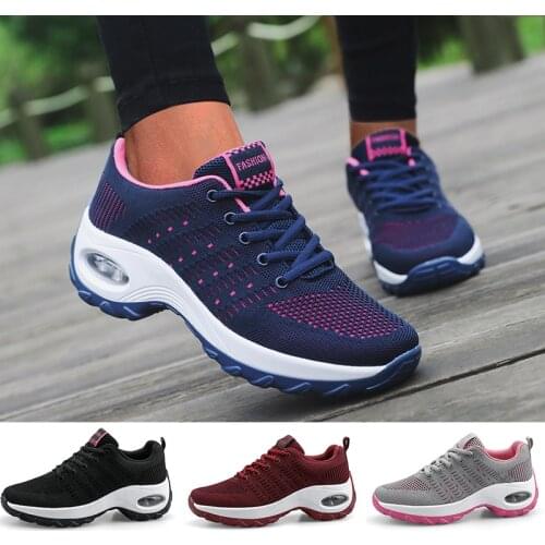 Women Sports Shoes Air Cushion Running Shoes Breathable Woman Sneakers Outdoor Walking Jogging Trainers Flying Weaving Leisure