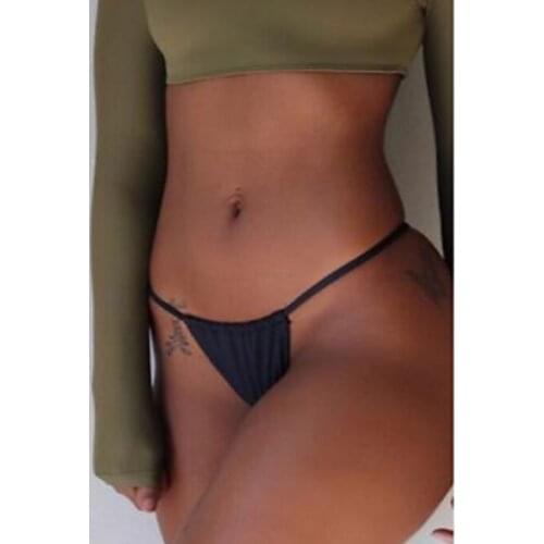 Hot Brazilian Cheeky Bikini Bottom 2018 Women Black Thong Bathing Beach Strappy Butt Brief Scrunch Halter String Micro Panties