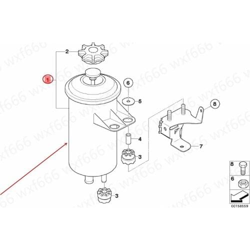 Car Steering wheel booster pump oil pot Suitable for 5 Series 7 Series E60b mwE66 X5 E70 X6 E70 2004-2013 Booster pump oil can