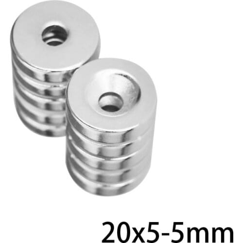 2~150PCS 20x5-5 Powerful Magnet 20*5 mm Hole 5mm Round Countersunk Magnetic 20x5-5mm Neodymium Disc Magnets 20*5-5