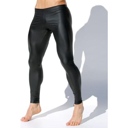 Mens sexy low-waisted skintight speed-dry swimming trunks solid black dance trend
