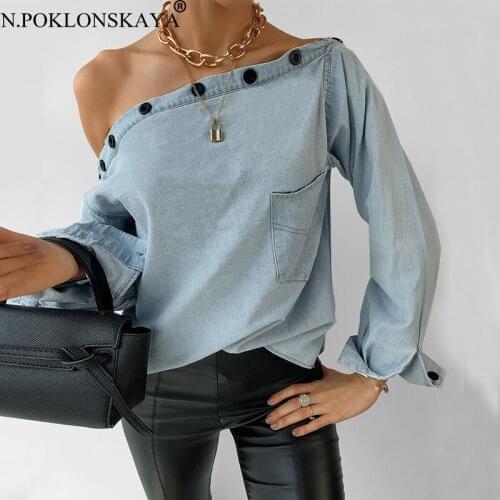 N.POKLONSKAYA Womens Denim Shirts