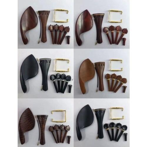 A Set of Violin Accessories Ebony Rosewood Violin Pegs Chin Rest And Pin Tuner Tailpiece 4/4 Violin Parts Snackwood