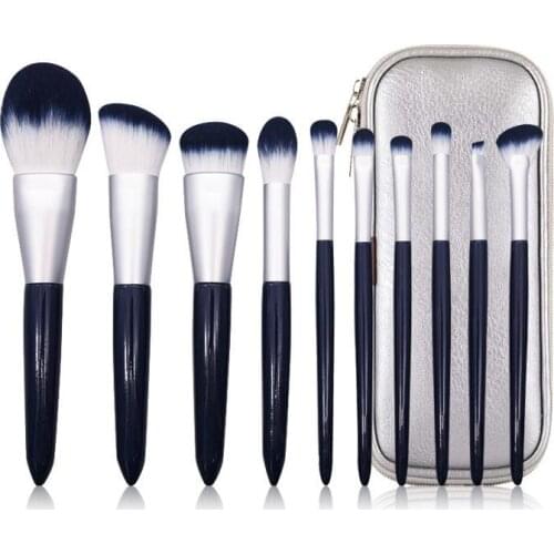 New 10 Pieces Bihai Chaosheng Makeup Brush Set Super Soft Cone Blue Handle Beauty Tool