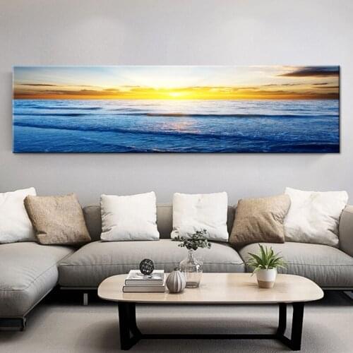 Wall Art HD Print Paintings Modular Posters Pictures Canvas Waves On Beach At Sunset Seascape Home Decor Modern