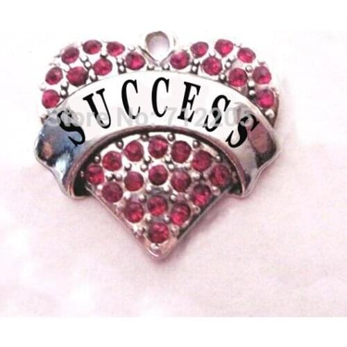 New 100pcs a lot rhodium plated fashion SUCCESS Crystal Heart Family Pendant(P100170)