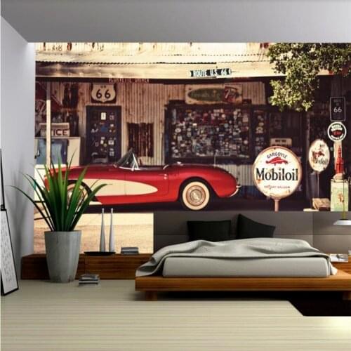 Papel de parede Custom wallpaper 3d murals nostalgic retro street classic car background wall living room bedroom 3d wallpaper