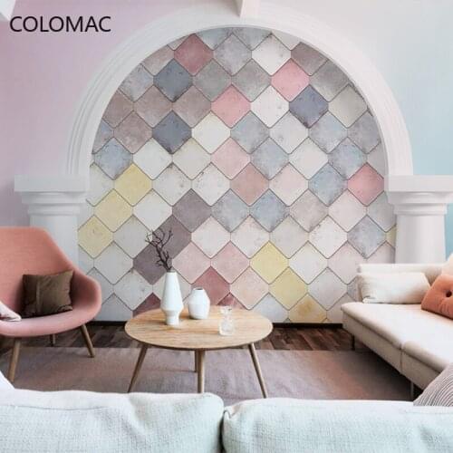 Colomac Custom KOL Gradient Lattice Color Matching Wallpaper Nordic Milk Tea Shop Mural Girl Bedroom Decoration Drop Shopping