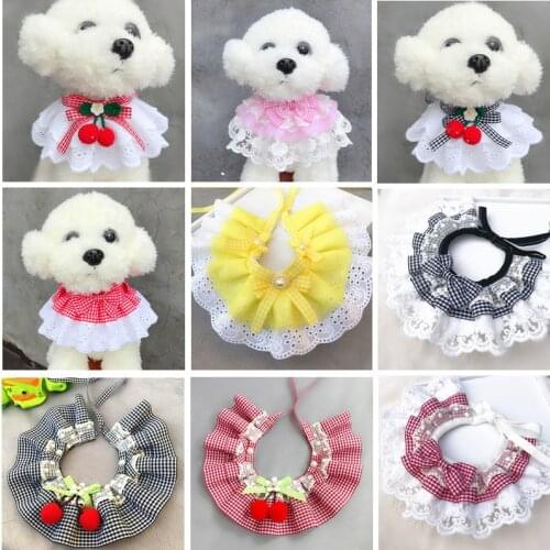 Pet Collar Lace Bibs Fashion Dog Cat Bib with Bell Cute Lace Cat Bandana Pet Bib Neckerchief New Arrival Pet Supplies