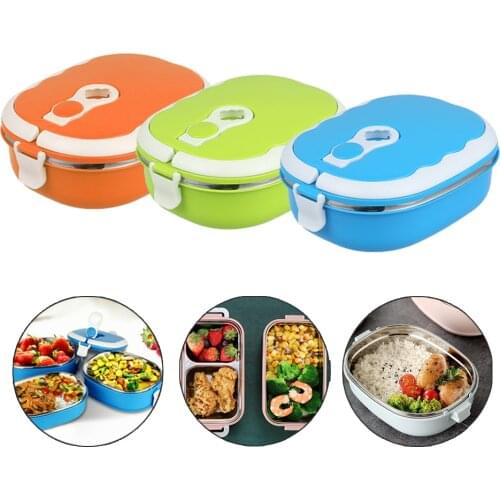Portable Lunch Box 18/8 Stainless Steel Food Container For Kids School Picnic Bento Lunch Box Food Storage Box