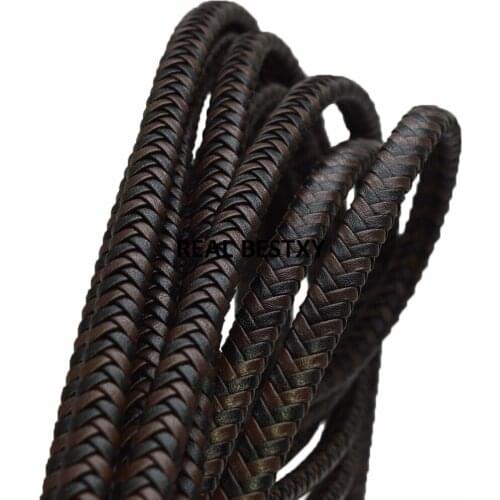 5m/lot approx:5*4mm brown black Braided Flat Cord Leather Rope String Cord Rope String Fit Jewelry Findings DIY leather strands