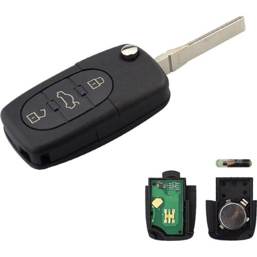 XRSHKEY 3 Button Remote Control Flip Key 433Mhz ID48 Chip 4D0837231A Uncut HU66 Blade for A2 A3 A4 A6 A8 TT