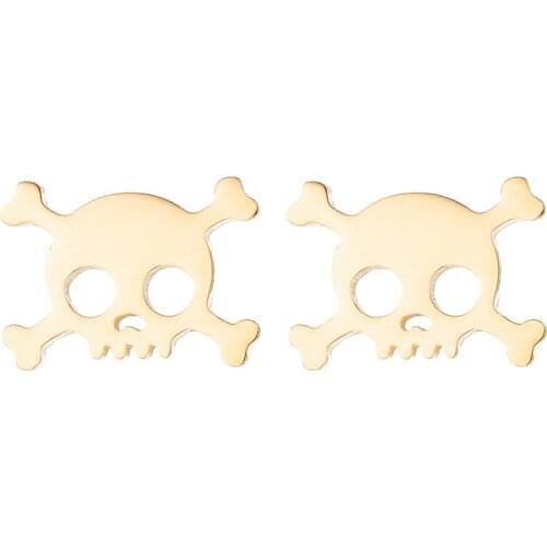 Stainless Steel Skull Earrings Hollow Gold Skeleton Stud Earrings for Women Female Ear Earring Jewelry Fashion Christmas Gifts