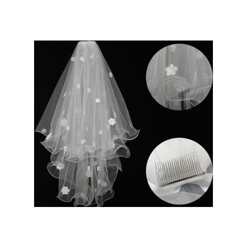 Wedding Veil Tulle Flowers Bridal Veils with comb 2021