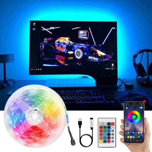 LED SMD2835 RGB Flexible Tape Diode Bluetooth DC Remote Control Lighting LED Strip Lights 5V 3 Key TV Background Luces led Decor