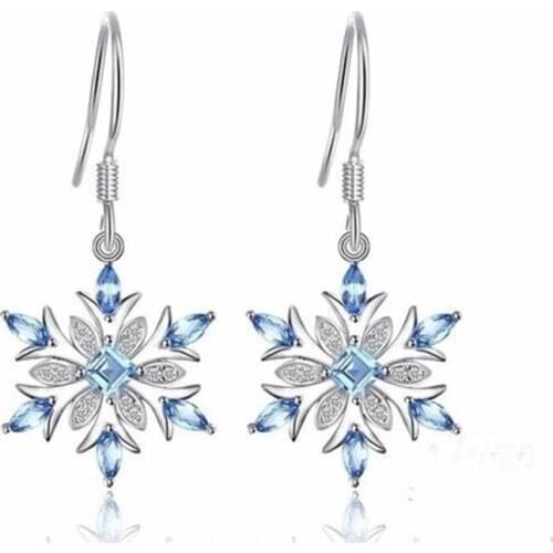 New 925 Sterling Silver Earrings Zircon Crystal Snowflake Earrings For Women Charm Jewelry Gift
