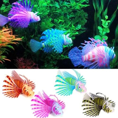 1Pc Glow In The Dark Artificial Goldfish Aquarium Decoration Luminous Silicone Lionfish Clown Fish Ornament Fish Tank Decor