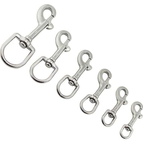 10Pcs 316 Stainless Steel Silver 8cm Bolt Hook Buckle Round Safety Buckle Key Chains for Camping Hiking Tie-downs Lifting Ropes