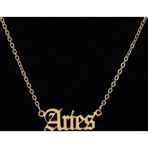 2020 New Constellation Zodiac Necklaces Jewelry for Women Antique Style Designed Letter Taurus Aries Necklaces Collier