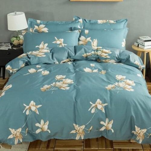 2021 Adult Bedding Set Flower Printed Duvet Cover Bed Sheet Pillowcases Summer Bed Linen Set Single Twin Queen King Quilt Cover