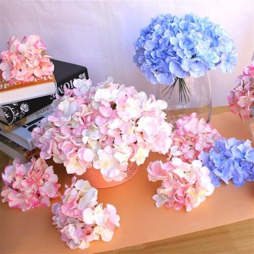 6 Head/pcs Hydrangea Artificial Silk Flowers Bridal Hand Bouquet Fake Flowers for Wedding Home Decoration Flores Artificial