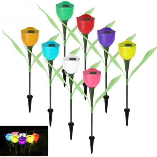 6PCS Flower Decoration Lights Six Colors Landscape Garden Decoration Outdoor Romance For Yard Tulip Shape Flower Lamp