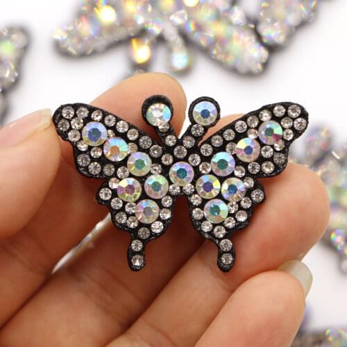 10pcs Butterfuly Red AB Rhinestone Applique Sew on Patch For DIY Clothes Crafts Garment Hat Sweater Hair Decor Accessories