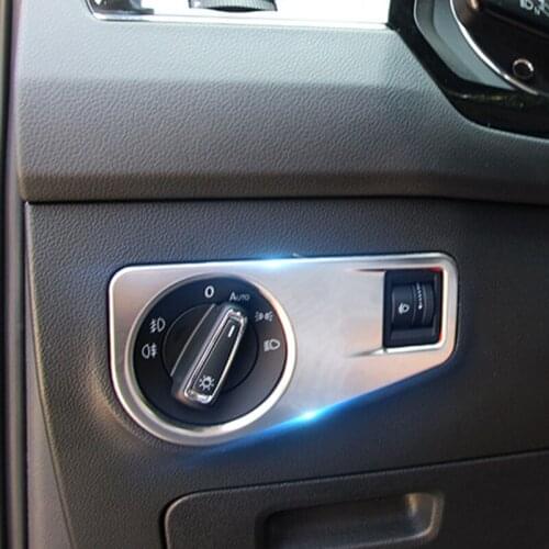 Car Styling Headlight Switch Buttons Decorative Covers Trim Interior Stickers For Volkswagen New Tiguan L 2017 Auto accessories