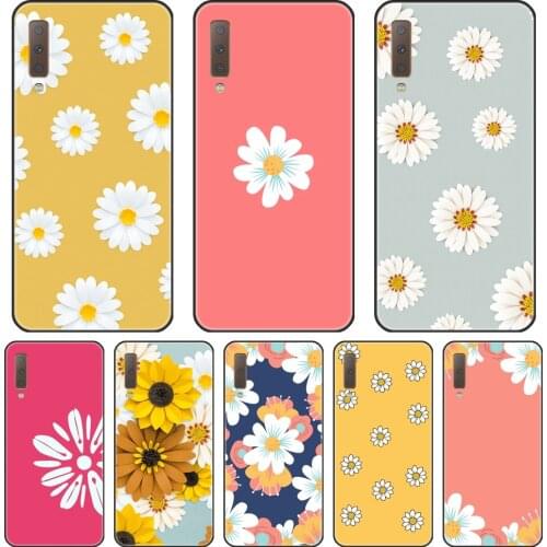 Phone Case For Samsung Galaxy A5 A7 2018 A6 A8 Plus Daisy Flower Pink Silicone Back Cover For Samsung Galaxy A3 A5 A7 2016 2017