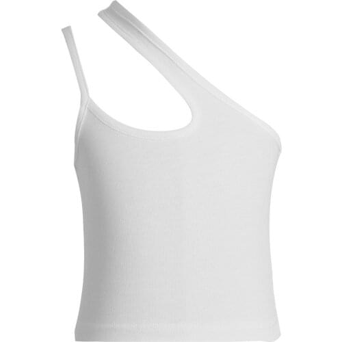 Kids Girls Stretchy Pure Color Asymmetrical Slant Shoulder Straps Crop Vest Tops Soft Breathable Sports Dancing Tops Casual Wear