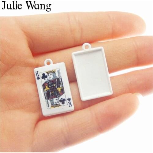 Julie Wang 5PCS Alloy Milk White Plating Poker Plum Q/K Charms Necklace Pendant Earrings Findings DIY Accessory Jewelry Making