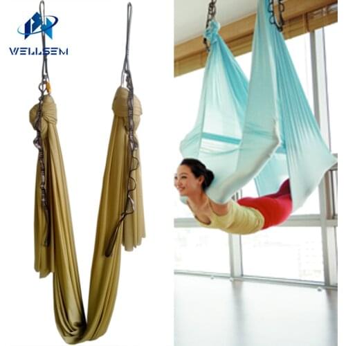 Aerial yoga Hammock trainer yoga fitness equipment 1pcs 5 meter hammock+1 pair auolock carabiner +1 pair daisy chain