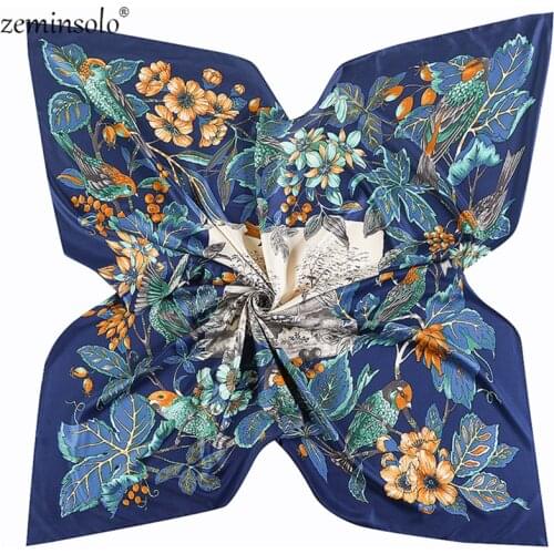 Classic Floral Print Luxury Brand Scarf Bandana Winter Scarves Twill Silk Square Scarf Women Kerchief Shawls Scarves For Ladies