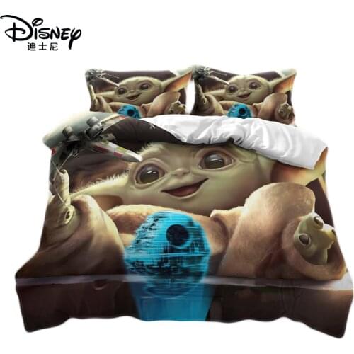 Disney Baby Yoda Bedding Set for Kids The Mandalorian Master Yoda Kawaii Grogu Anime Duvet Cover 2/3pcs Children Boys Gifts