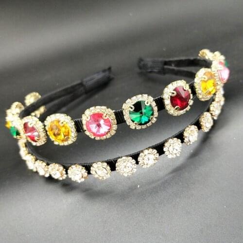Colorful Rhinestone Double layer crystal Hair Hoop Headband Hairband for Women Girls Bezel Hair Band Hair Accessories