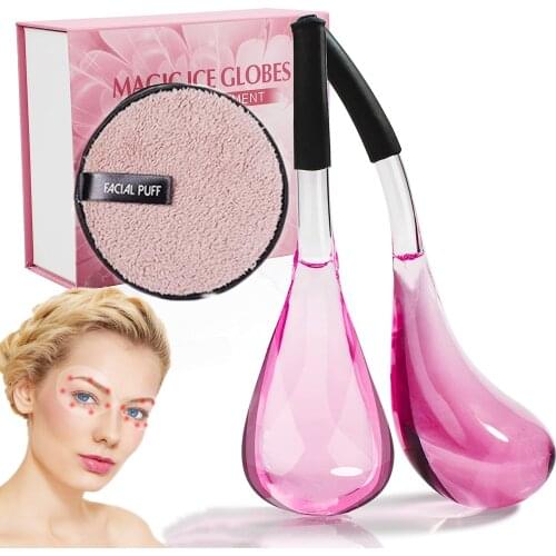 Ice Globes for Facials 2PC Durable Quartz Glass for Cold or Hot Skin Massagers Daily Beauty Tighten Skin Enhance Circulation