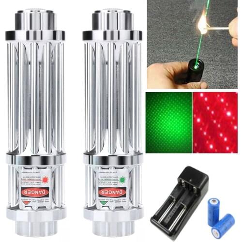 High-power focusable green laser flashlight burning laser pointer 10000m visible light military hunting red dot laser sight