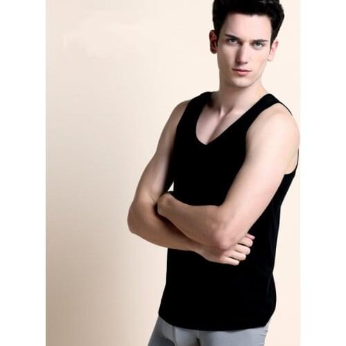 Man men summer tank vest sleeveless garment base layers 100% superfine silk soft Pajamas breathable comfortable cool shirt
