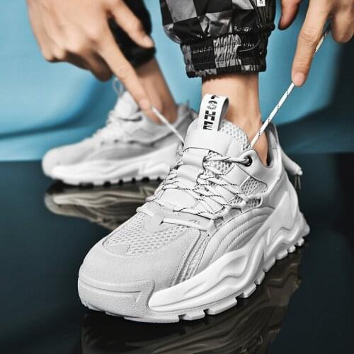 2021 Technical knit Men Sneakers Lace Up Man Shoes for men Mesh And Leather Trainers Breathable Shoes Men