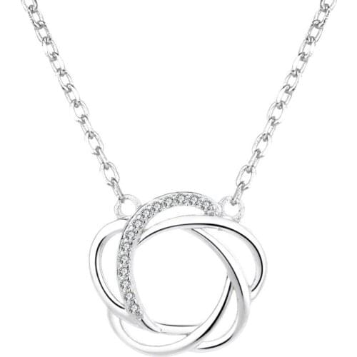 925 Sterling Silver CZ Paved Earrings Necklaces Sets High Polished Lucky Knots Cross Necklace Jewelry Sets SET210013