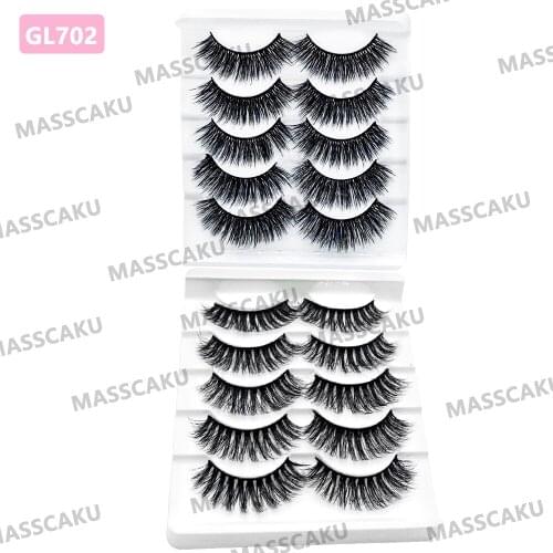 MASSCAKU 5 pairs 15-20mm natural 3D false fake makeup kit Mink Lashes extension mink eyelashes maquiagem