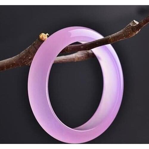 Natural Chinese Pink Chalcedony Hand-carved Wide Band Bracelet Fashion Boutique Jewelry Womens Bracelet Gift