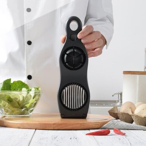 Stainless Steel Egg Slicer 2 in 1 Egg Cutter Fruit Slicer for Strawberries Soft Food Splitter Dividers Kitchen Cooking Tools