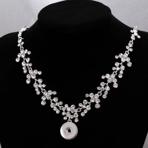 New 18mm Snap Jewelry Necklaces High Quality Crystal Rhinestone Flower Snap Button Necklace for Women DIY Snap Pendant Necklace