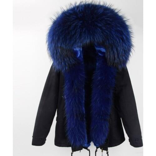 New Waterproof Women Short Parka Winter Jacket Real Raccoon Fur Collar Hooded Coat Warm Streetwear Plus Size