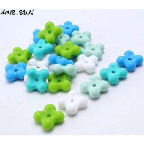 MHS.SUN food grade baby teething teether beads loose silicone beads for pacifier chain 10pcs/lot diy infant chwing jewelry beads