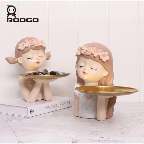 ROOGO New Design Fairy Girl Chinese Style Storage Tray Creative Home and Living Room Decoration