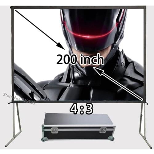 Professional Manufacturer HD Projector Projection Screen 200 inch 4:3 Fast Folding 1080P Screens With Portable Aluminum Case