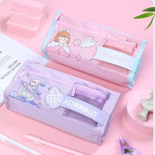 Student Stationery Bag Detachable Large-Capacity Oxford cloth Student Canvas Multifunctional Japanese Cartoon Pencil Case